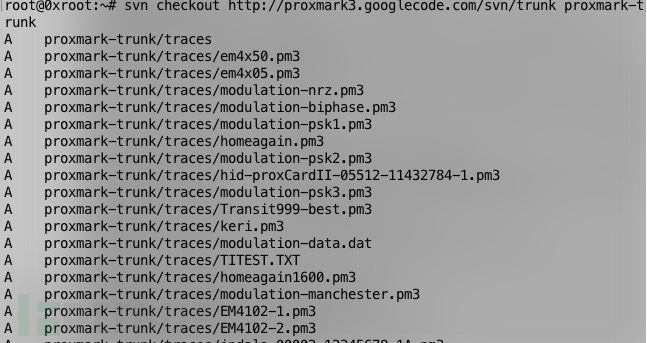 svn checkout http://proxmark3.googlecode.com/svn/trunk proxmark-trunk