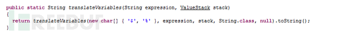TextParseUtil.translateVariables(Stringexpression,ValueStack stack) 方法代码