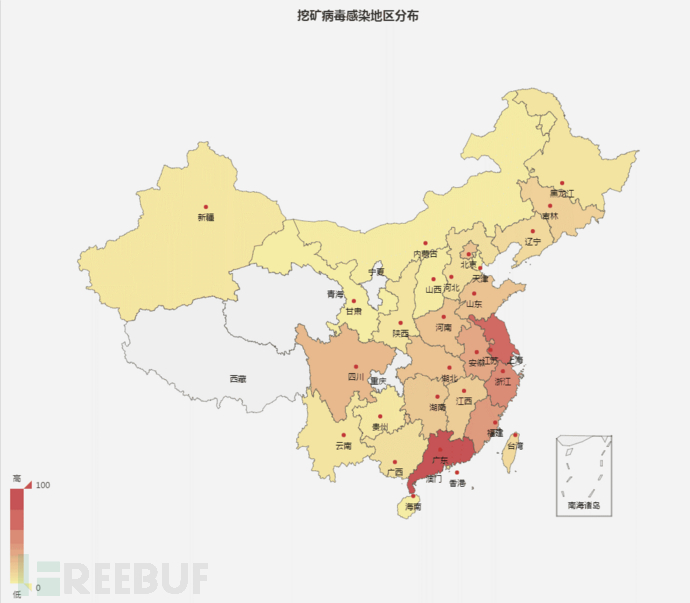 各地區感染該例樣本量占比情況