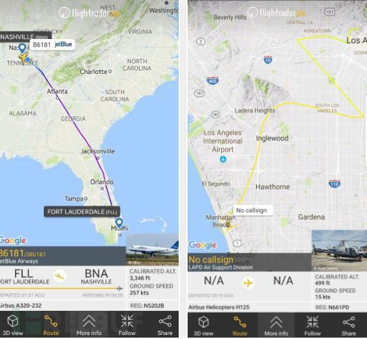 在智能手機上跟蹤ADS-B系統的飛機航線信息