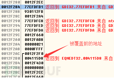 被覆盖前的栈数据