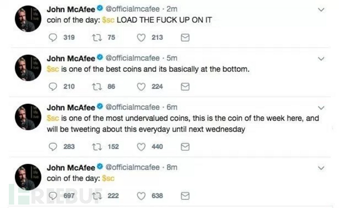 McAfee创始人John McAfee twitter帐号被黑