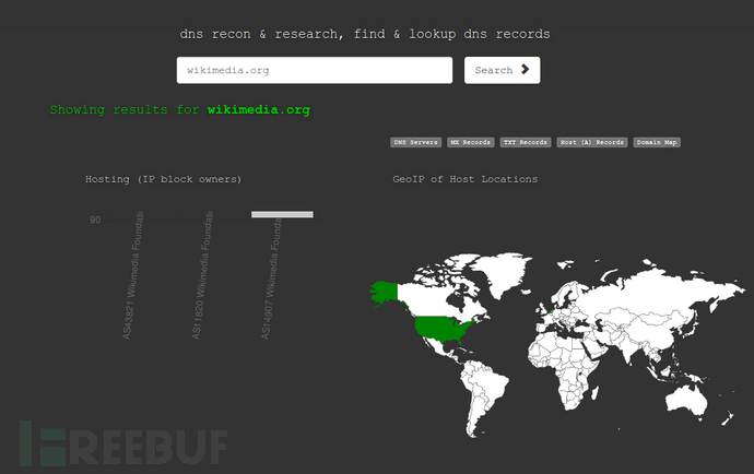 使用DNSdumpster搜索子域
