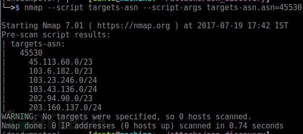 使用AS编号查找网络块的NSE脚本