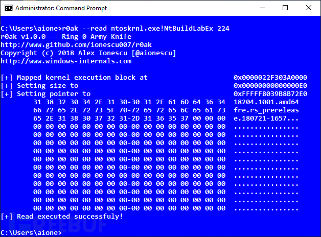 R0Ak：一款针对Windows 10的内核模式代码读取、写入和执行的测试工具