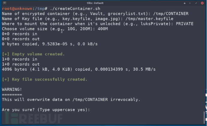 如何在kali Linux上创建一个用于隐藏文件的加密容器？