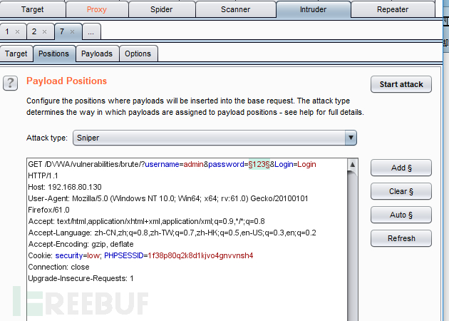 使用Burp Suite对密码进行了爆破