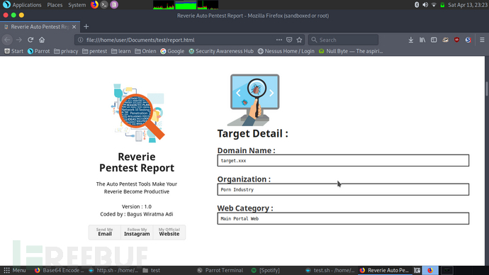 Reverie:一款针对Parrot Linux的自动化渗透测试工具