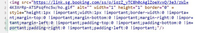 Example of web beacon location in the HTML part of an e-mail