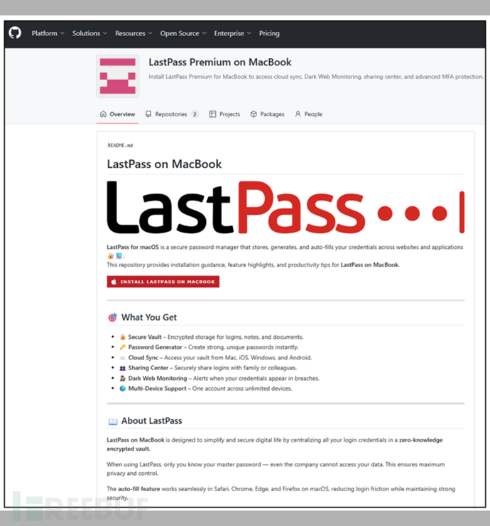 LastPass仿冒页面