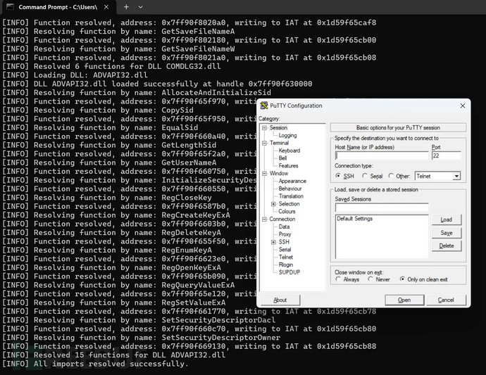 Putty downloaded using PE