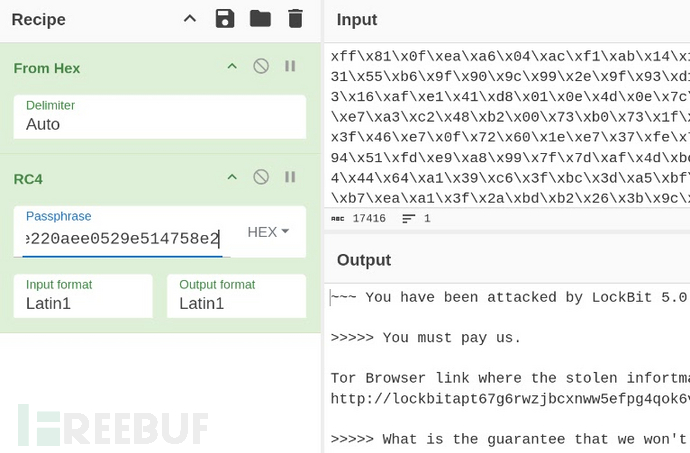 使用RC4解密勒索信(来源:FlashPoint)