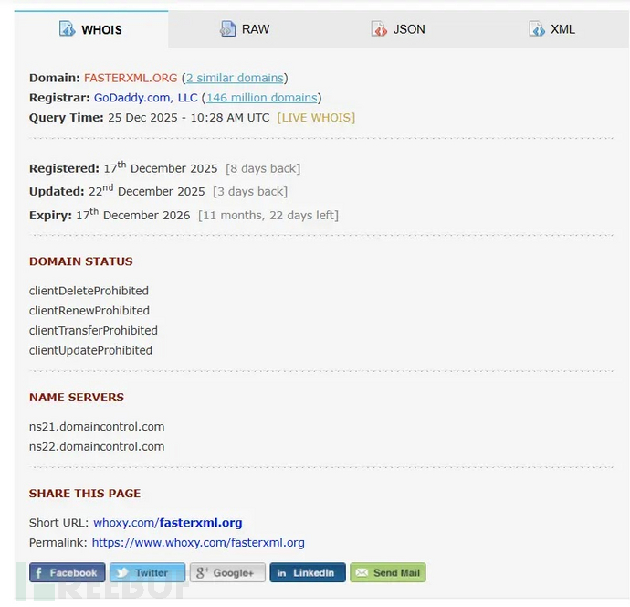 WHOIS记录（来源：Aikido）