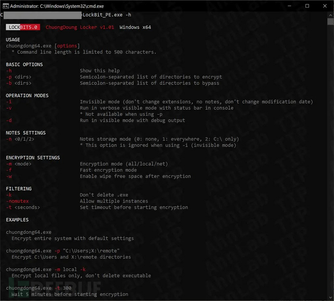 LockBit 5.0 帮助信息界面(来源:ASEC)