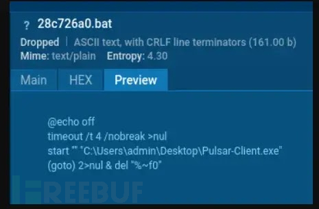 攻击初始阶段创建的 BAT 文件