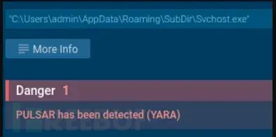 YARA 规则检测到的 Pulsar