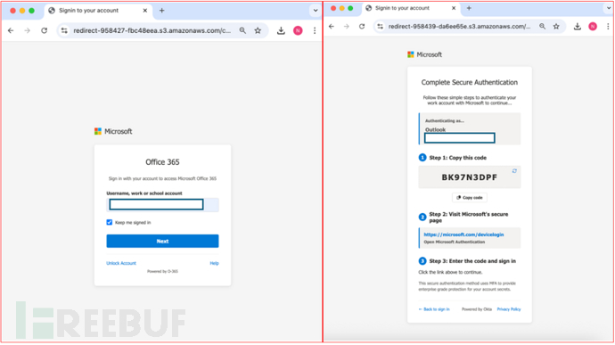 攻击者控制的登录页面和用户认证示例（来源：Knowbe4）