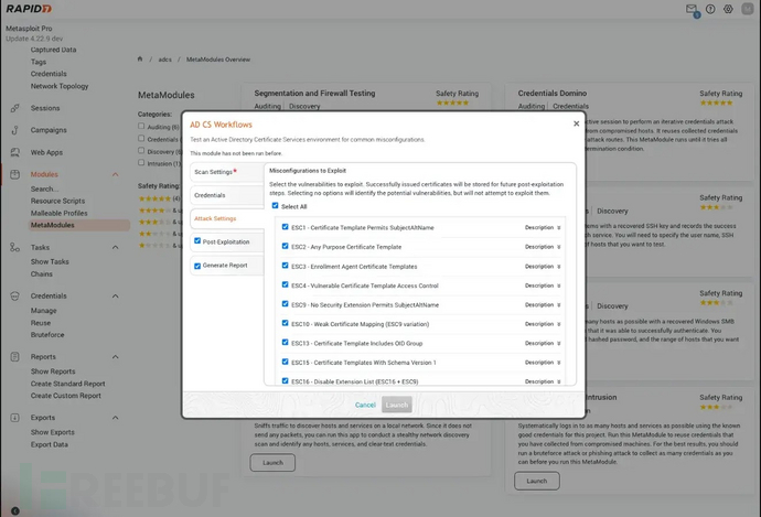 AD CS工作流元模块（来源：Rapid7）