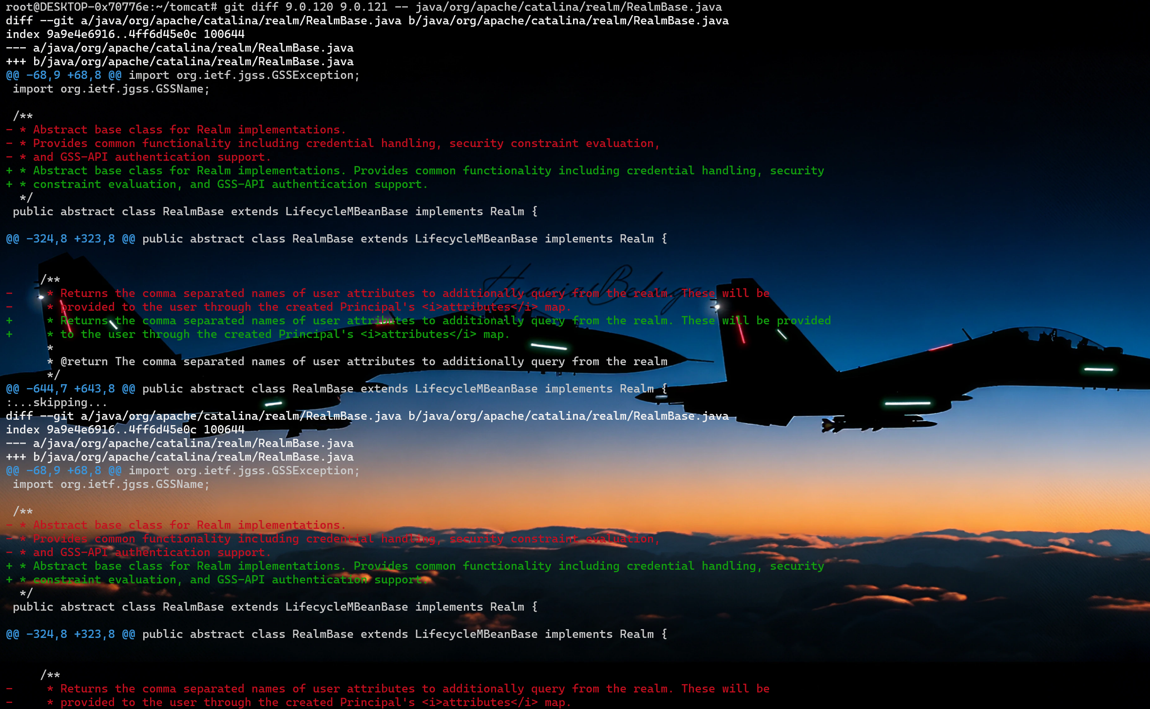 git diff 9.0.120 vs 9.0.121