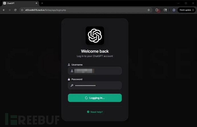 Phishing Page (Source - Cofense)